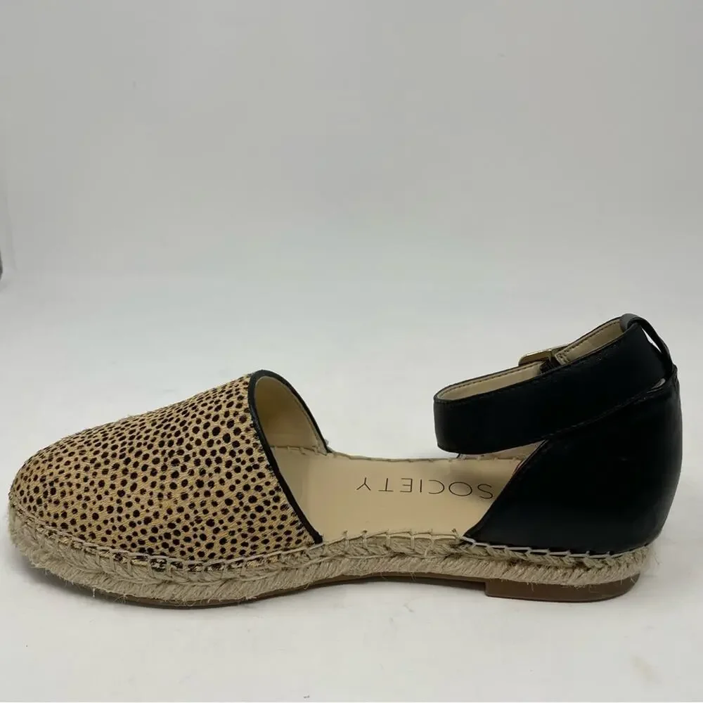 Sole Society Tan Black Cow Fur Leather Upper Channing Espadrilles 7.5